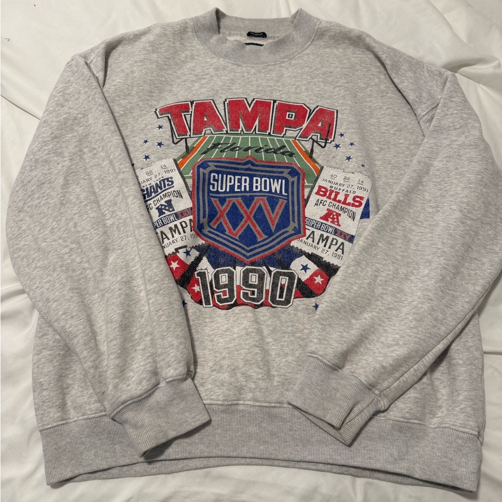 Gray Super Bowl XXV Tampa Sweater